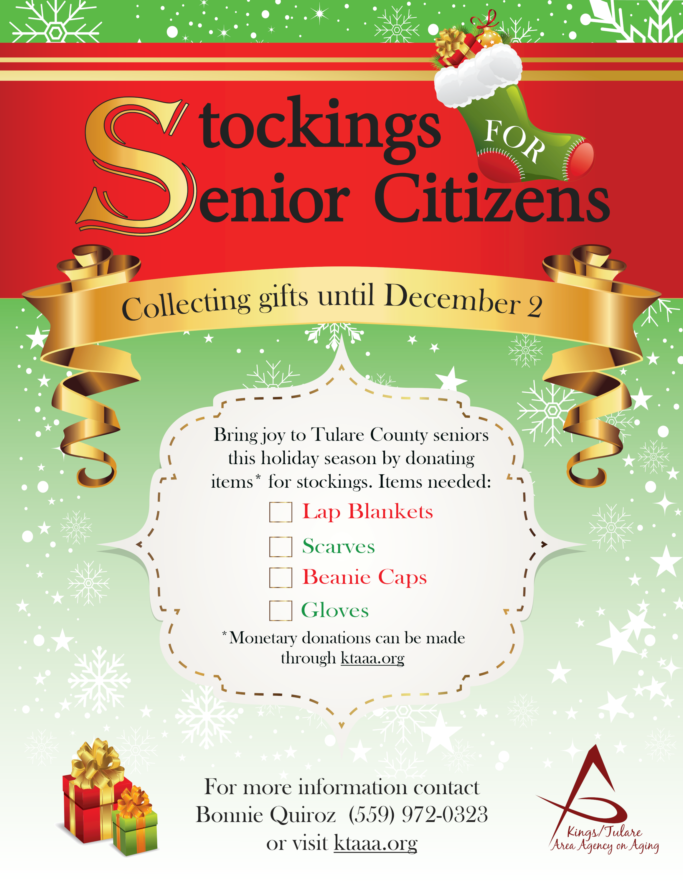 Annual Stockings for Seniors Collection Drive Starts October 14 - Friends  of Tulare County