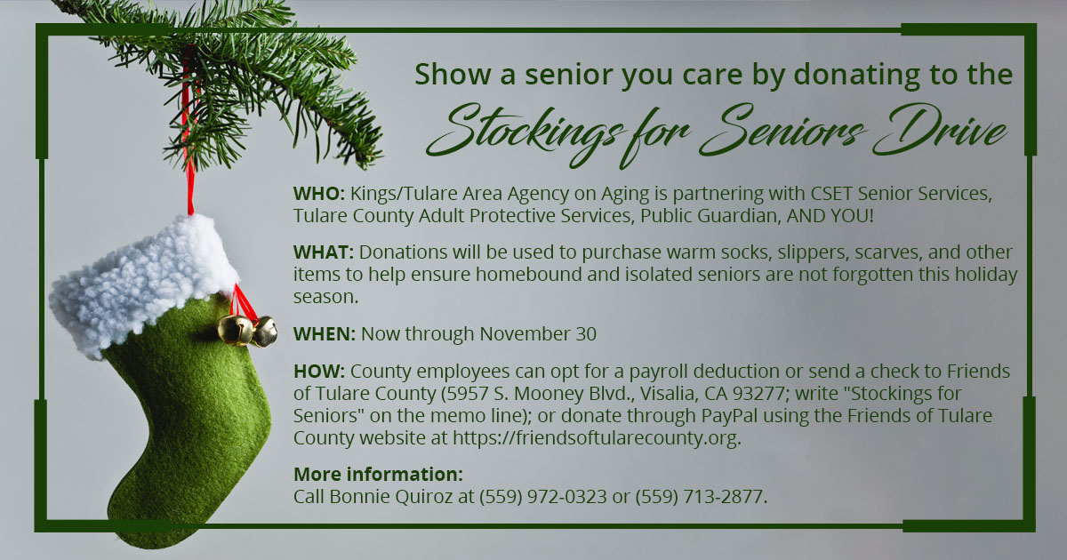 Stockings for Seniors Drive Is Underway - Friends of Tulare County